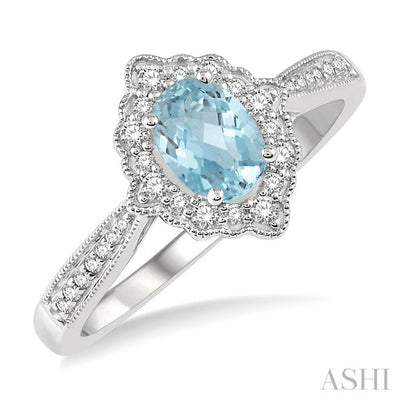 Oval Shape Gemstone & Halo Diamond Ring