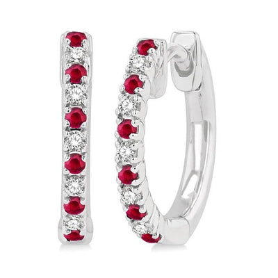 Petite Ruby & Diamond Huggie Hoop Earrings