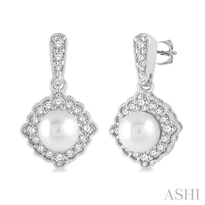 Pearl & Halo Diamond Earrings