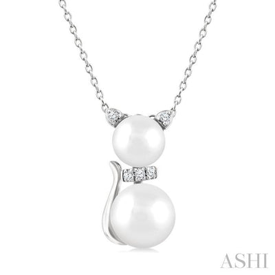 Cat Pearl & Petite Diamond Fashion Pendant