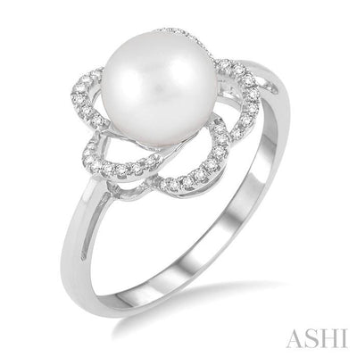 Flower Pearl & Diamond Ring