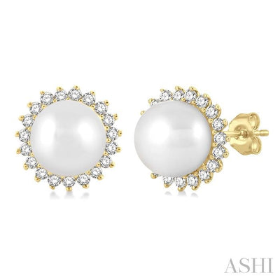 Pearl & Petite Halo Diamond Fashion Earrings