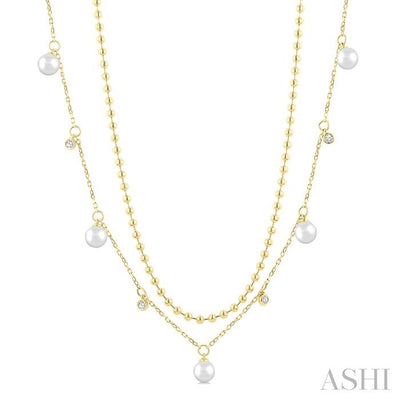 Pearl & Diamond Station Layered Necklace