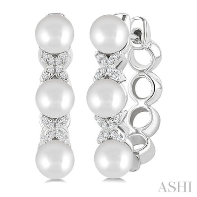 Pearl & Diamond Floral Fashion Hoop Earrings