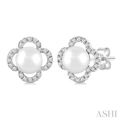 Clover Pearl & Petite Diamond Earrings