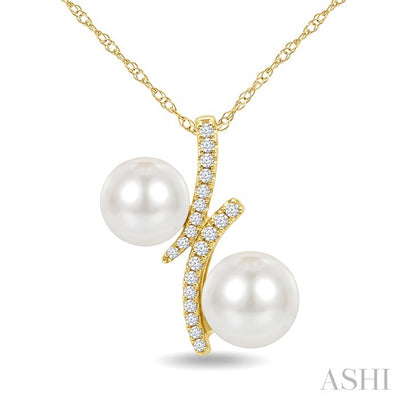 2 Stone Pearl & Diamond Fashion Pendant