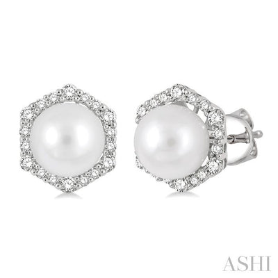 Pearl & Halo Diamond Fashion Earrings