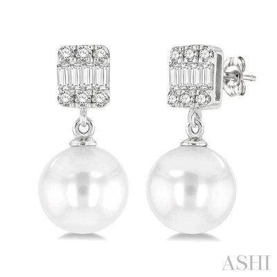 Pearl Drop Diamond Earrings