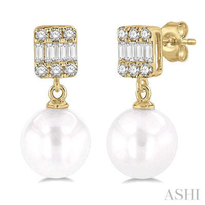 Pearl Drop Diamond Earrings