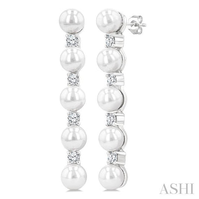 Pearl & Diamond Straightline Fashion Earrings