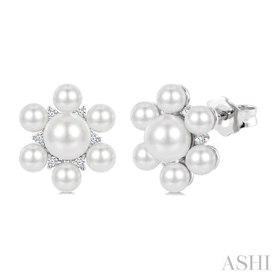 Floral Pearl & Diamond Fashion Earrings