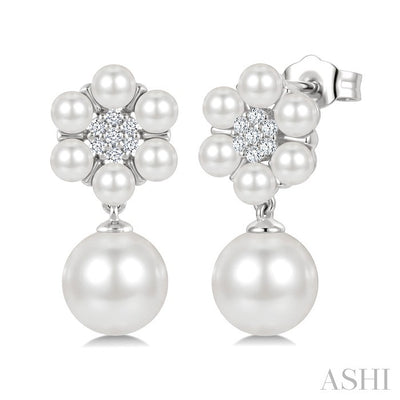 Floral Pearl & Diamond Fashion Earrings