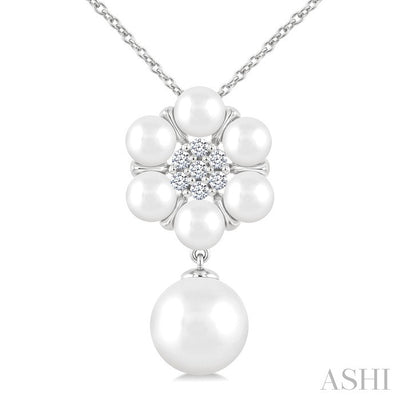 Floral Pearl & Diamond Fashion Pendant