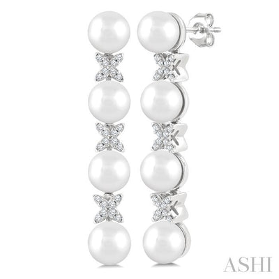 Pearl & Diamond Floral Fashion Earrings