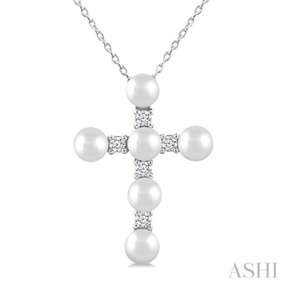 Cross Pearl & Diamond Fashion Pendant