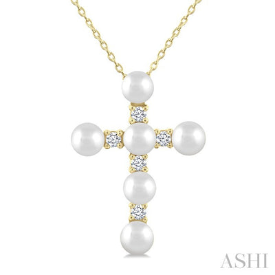 Cross Pearl & Diamond Fashion Pendant