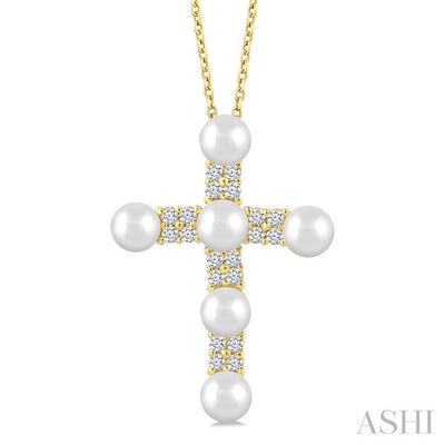 Cross Pearl & Diamond Fashion Pendant