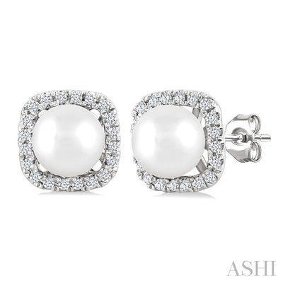 Pearl & Petite Halo Diamond Fashion Earrings
