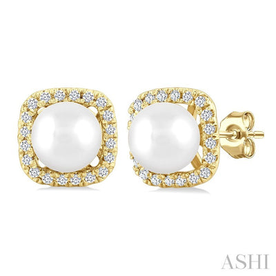 Pearl & Petite Halo Diamond Fashion Earrings
