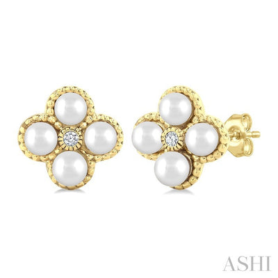 Clover Pearl & Diamond Fashion Earrings
