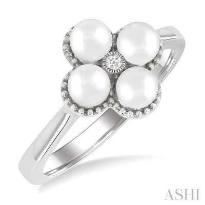 Clover Pearl & Diamond Fashion Ring