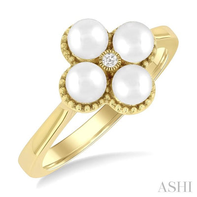Clover Pearl & Diamond Fashion Ring