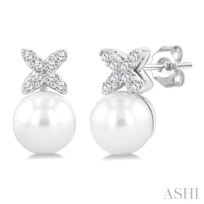 Pearl & Diamond Floral Fashion Earrings
