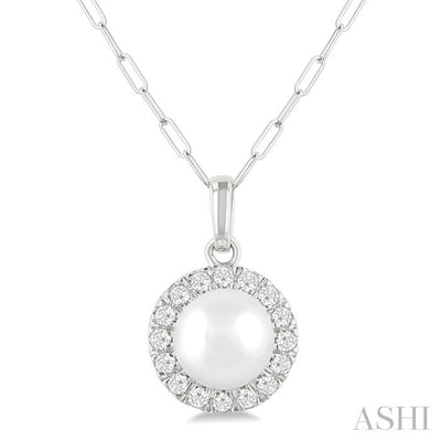 Pearl & Halo Diamond Pendant