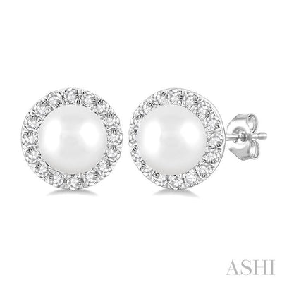 Pearl & Halo Diamond Earrings