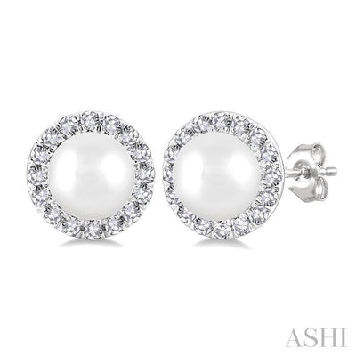 Pearl & Halo Diamond Earrings