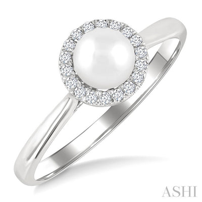 Pearl & Halo Diamond Ring