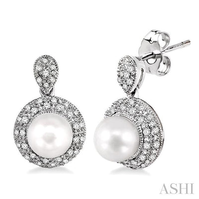 Pearl & Halo Diamond Earrings