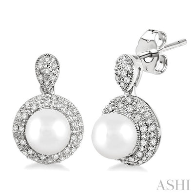 Pearl & Halo Diamond Earrings