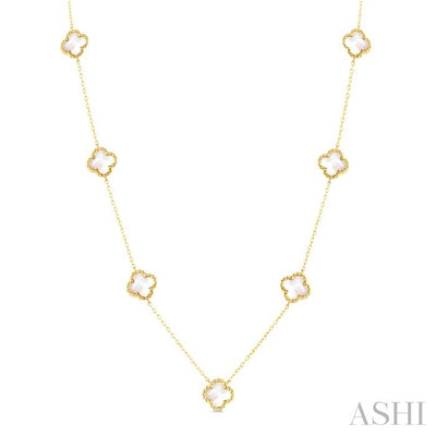 Bead Clover Mother Of Pearl Station Necklace