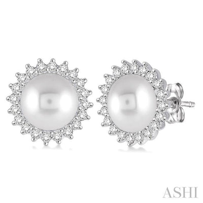 Pearl & Halo Diamond Earrings