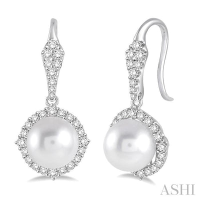 Pearl & Halo Diamond Earrings