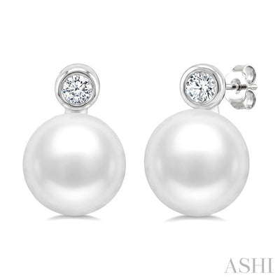Pearl & Diamond Stud Earrings