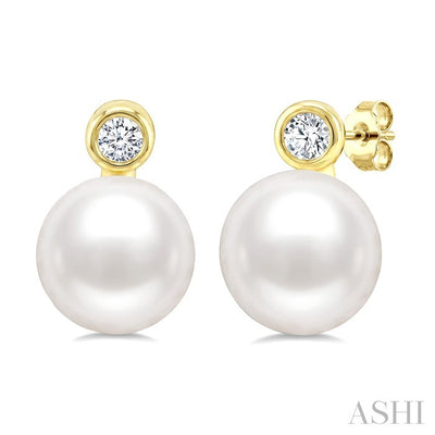 Pearl & Diamond Stud Earrings