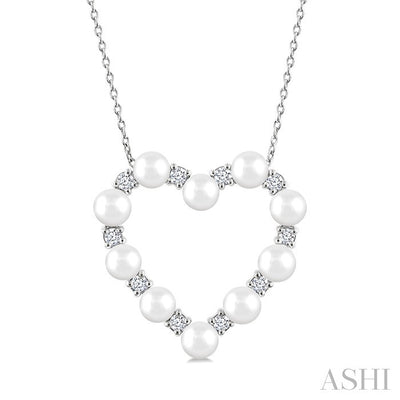 Heart Shape Pearl & Diamond Pendant