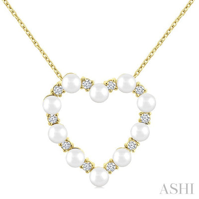 Heart Shape Pearl & Diamond Pendant
