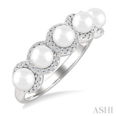 Pearl & Halo Diamond Ring