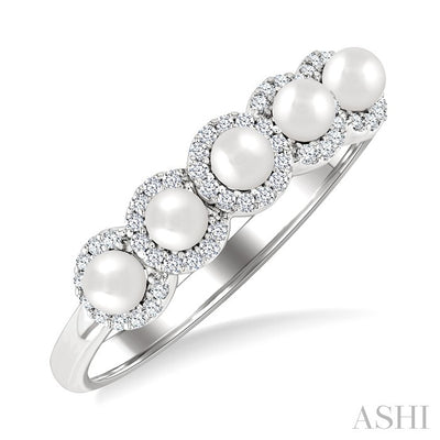 Pearl & Halo Diamond Ring