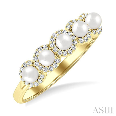 Pearl & Halo Diamond Ring