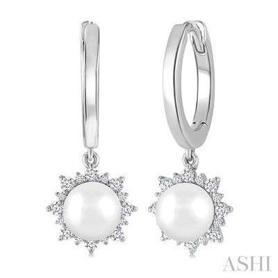 Pearl & Petite Diamond Fashion Huggie Earrings