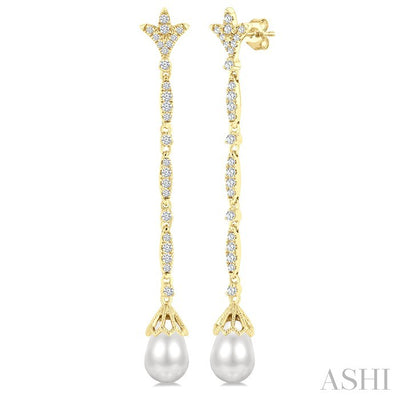 Pearl & Diamond Long Earrings
