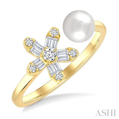 Pearl Diamond Floral Fashion Ring