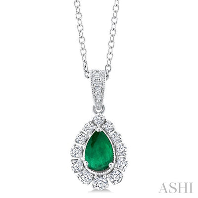 Pear Shape Gemstone & Halo Diamond Pendant