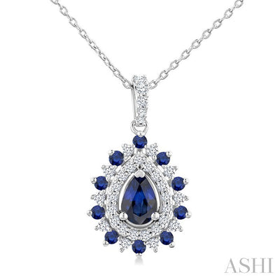 Pear Shape Gemstone & Halo Diamond Pendant