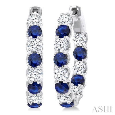 Inside-Out Alternate Gemstone & Diamond Hoop Earrings