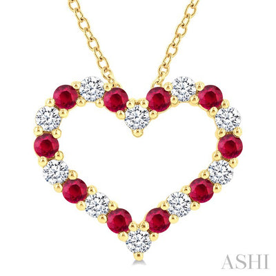 Heart Shape Alternate Gemstone & Diamond Fashion Pendant